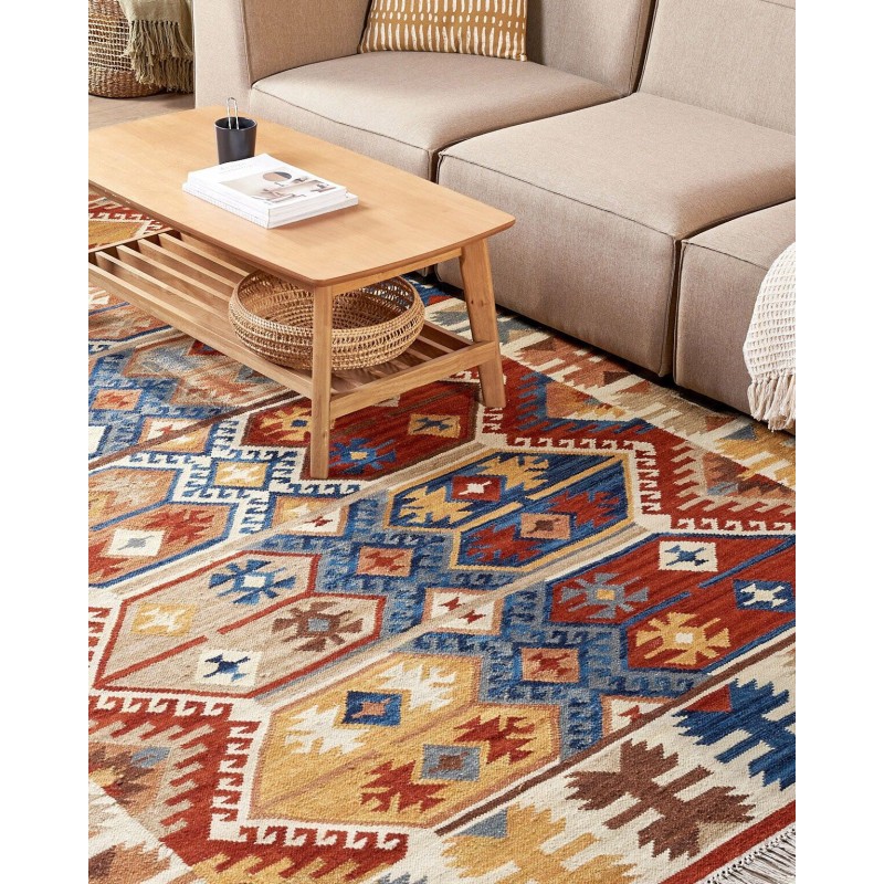 Dywan wełniany kilim 200 x 300 cm wielokolorowy VANASHEN Dywan wełniany kilim 200 x 300 cm wielokolorowy VANASHEN