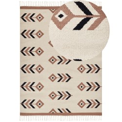 Dywan bawełniany kilim 200 x 300 cm beżowo-czarny NIAVAN