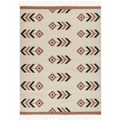 Dywan bawełniany kilim 200 x 300 cm beżowo-czarny NIAVAN Dywan bawełniany kilim 200 x 300 cm beżowo-czarny NIAVAN