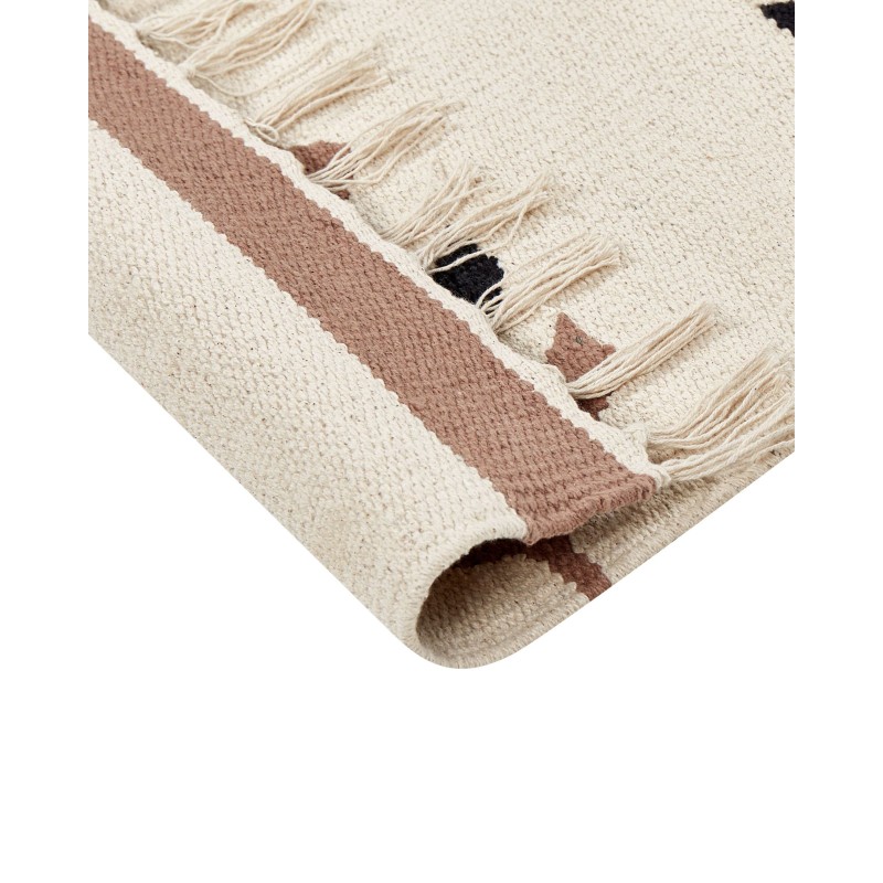 Dywan bawełniany kilim 200 x 300 cm beżowo-czarny NIAVAN Dywan bawełniany kilim 200 x 300 cm beżowo-czarny NIAVAN