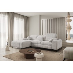 Ballagio I corner sofa bed with sleeping function in Plecionka fabric, Spring 1104 - beauty and functionality in one!