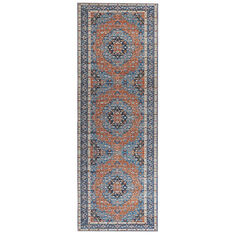 Dywan 70 x 200 cm niebieski z pomarańczowym MIDALAM Dywan 70 x 200 cm niebieski z pomarańczowym MIDALAM