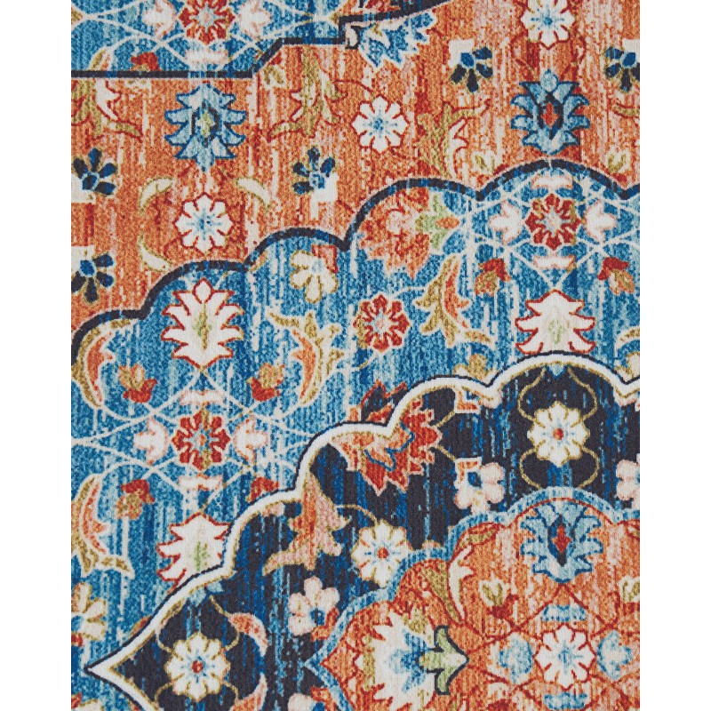 Dywan 70 x 200 cm niebieski z pomarańczowym MIDALAM Dywan 70 x 200 cm niebieski z pomarańczowym MIDALAM