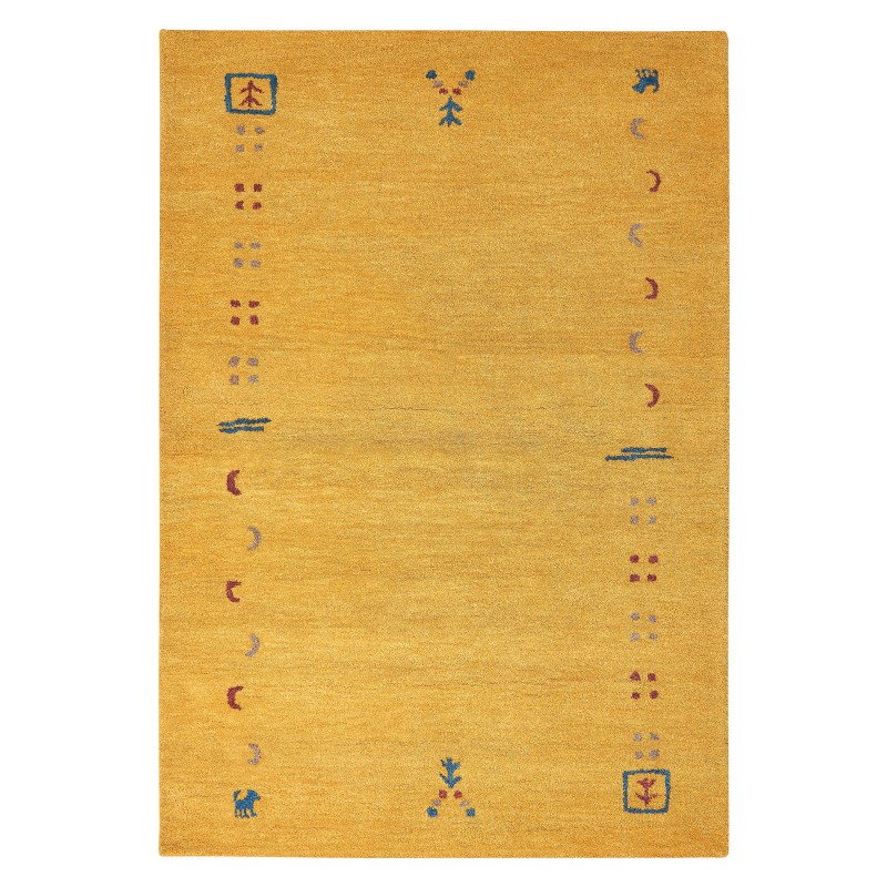 Dywan wełniany gabbeh 140 x 200 cm żółty AKALAN Dywan wełniany gabbeh 140 x 200 cm żółty AKALAN