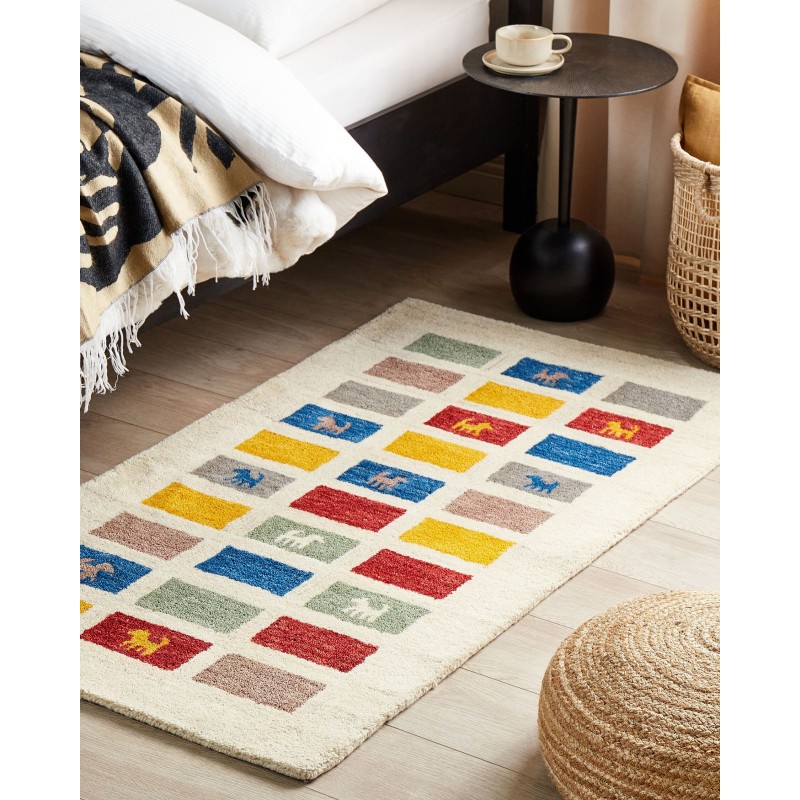 Dywan wełniany gabbeh 80 x 150 wielokolorowy MURATLI Dywan wełniany gabbeh 80 x 150 wielokolorowy MURATLI