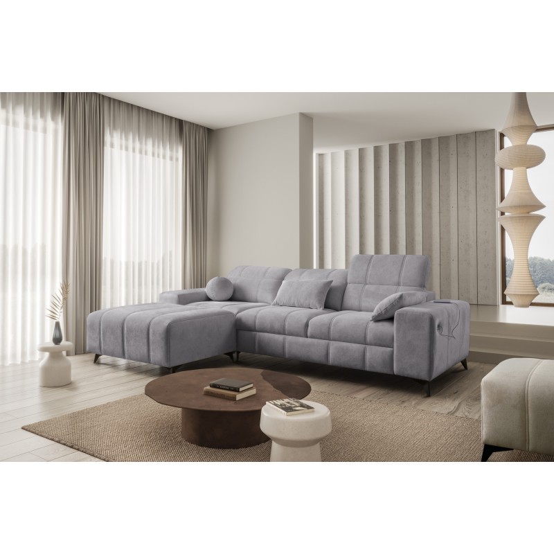 Ballagio I corner sofa with a sleeping function made from Plecionka fabric, Spring 1102 - beauty and functionality in one!