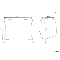 Zestaw 2 poduszek dekoracyjnych SCHEFFLERA Welur 30 x 50 cm Biały Wzór geometryczny Zestaw 2 poduszek dekoracyjnych SCHEFFLERA Welur 30 x 50 cm Biały Wzór geometryczny