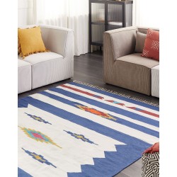 Dywan bawełniany kilim 200 x 300 cm wielokolorowy VARSER Dywan bawełniany kilim 200 x 300 cm wielokolorowy VARSER