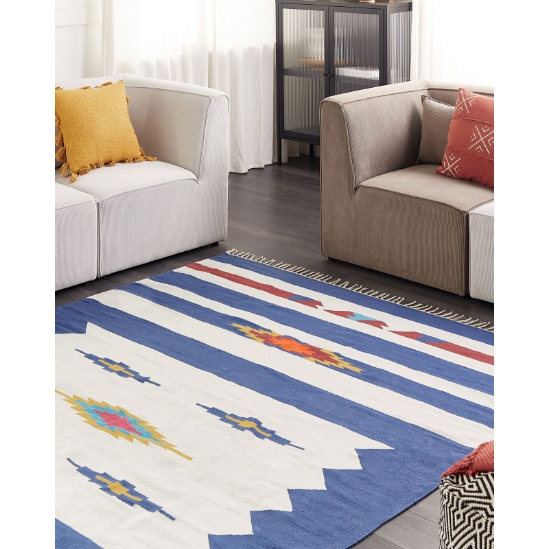 Dywan bawełniany kilim 200 x 300 cm wielokolorowy VARSER Dywan bawełniany kilim 200 x 300 cm wielokolorowy VARSER