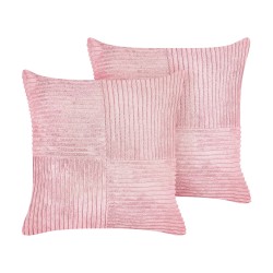 Zestaw 2 poduszek dekoracyjnych MILLET Sztruks 43 x 43 cm Różowy Wzór geometryczny