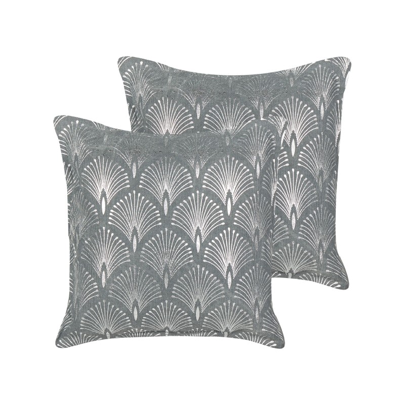 Zestaw 2 poduszek dekoracyjnych HOYA Bawełna 45 x 45 cm Szary Wzór geometryczny Zestaw 2 poduszek dekoracyjnych HOYA Bawełna 45 x 45 cm Szary Wzór geometryczny