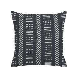Zestaw 2 poduszek dekoracyjnych BENZOIN Bawełna 45 x 45 cm Czarny Wzór geometryczny Zestaw 2 poduszek dekoracyjnych BENZOIN Bawełna 45 x 45 cm Czarny Wzór geometryczny