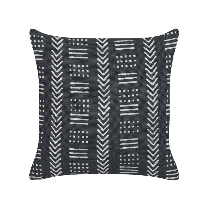 Zestaw 2 poduszek dekoracyjnych BENZOIN Bawełna 45 x 45 cm Czarny Wzór geometryczny Zestaw 2 poduszek dekoracyjnych BENZOIN Bawełna 45 x 45 cm Czarny Wzór geometryczny