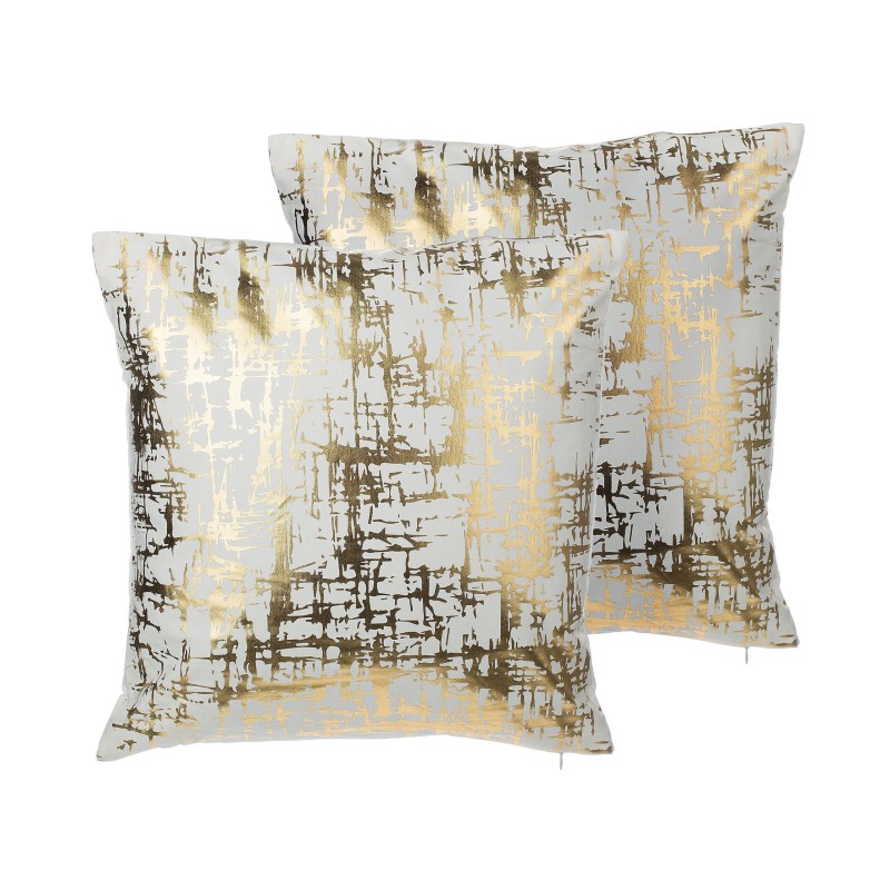 Zestaw 2 poduszek dekoracyjnych GARDENIA Bawełna 45 x 45 cm Złoty Wzór abstrakcyjny Zestaw 2 poduszek dekoracyjnych GARDENIA Bawełna 45 x 45 cm Złoty Wzór abstrakcyjny