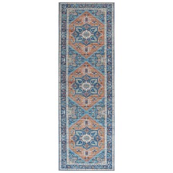 Dywan 80 x 240 cm niebiesko-pomarańczowy RITAPURAM Dywan 80 x 240 cm niebiesko-pomarańczowy RITAPURAM