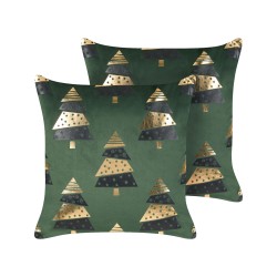 Zestaw 2 poduszek dekoracyjnych GOLDSPRUCE Welur 45 x 45 cm Zielony Wzór świąteczny