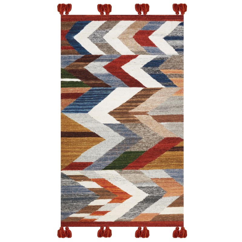 Dywan wełniany kilim 80 x 150 cm wielokolorowy KANAKERAVAN Dywan wełniany kilim 80 x 150 cm wielokolorowy KANAKERAVAN