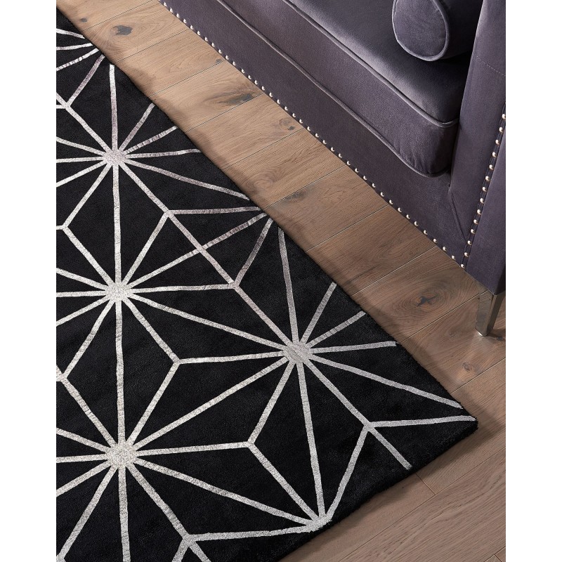 Dywan z wiskozy 160 x 230 cm czarny SIBEL Dywan z wiskozy 160 x 230 cm czarny SIBEL