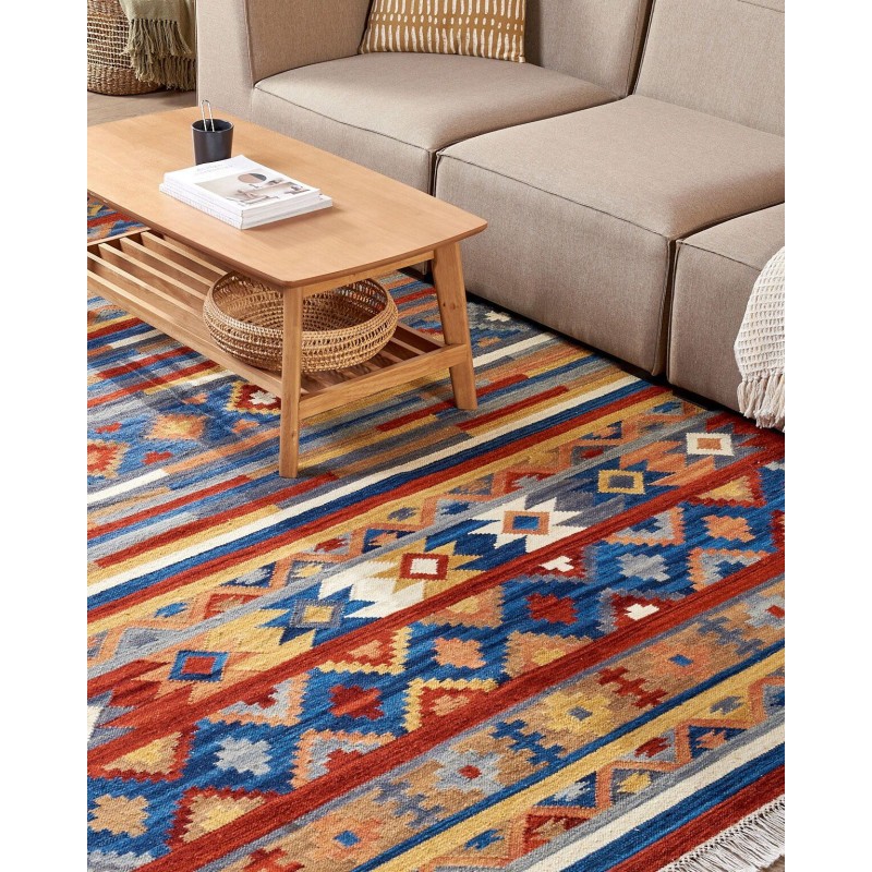 Dywan wełniany kilim 200 x 300 cm wielokolorowy NORAKERT Dywan wełniany kilim 200 x 300 cm wielokolorowy NORAKERT