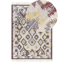 Dywan z juty 140 x 160 cm wielokolorowy FENER