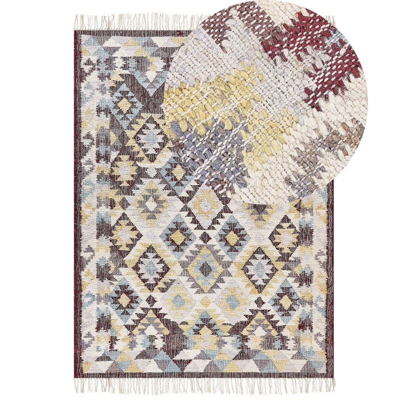 Dywan z juty 140 x 160 cm wielokolorowy FENER Dywan z juty 140 x 160 cm wielokolorowy FENER