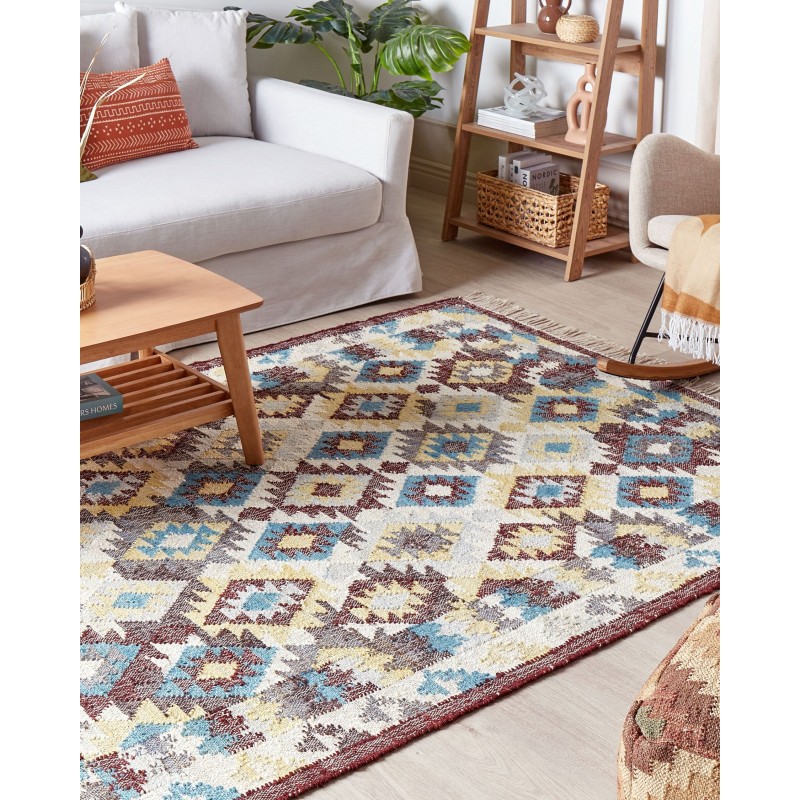 Dywan z juty 140 x 160 cm wielokolorowy FENER Dywan z juty 140 x 160 cm wielokolorowy FENER