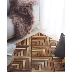 Dywan patchwork skórzany 160 x 230 cm brązowy TEKIR Dywan patchwork skórzany 160 x 230 cm brązowy TEKIR