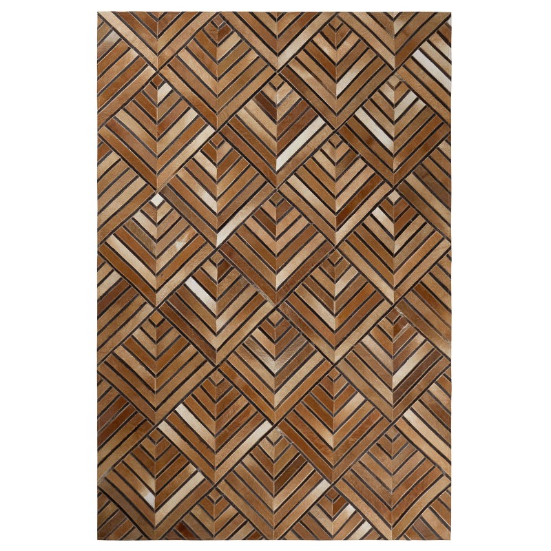 Dywan patchwork skórzany 160 x 230 cm brązowy TEKIR Dywan patchwork skórzany 160 x 230 cm brązowy TEKIR
