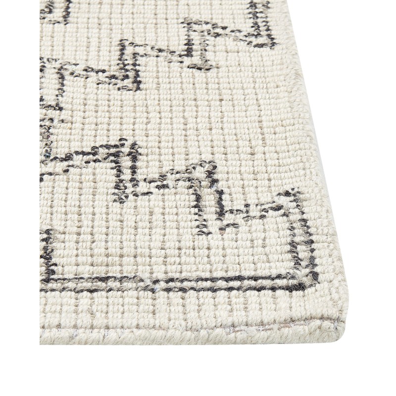 Dywan wełniany 80 x 150 cm beżowo-czarny URLA Dywan wełniany 80 x 150 cm beżowo-czarny URLA
