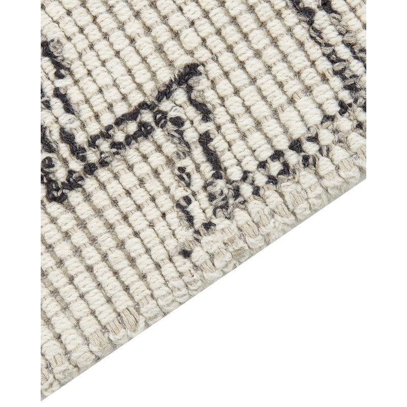 Dywan wełniany 80 x 150 cm beżowo-czarny URLA Dywan wełniany 80 x 150 cm beżowo-czarny URLA