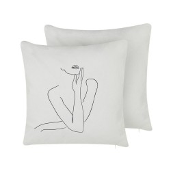 Zestaw 2 poduszek dekoracyjnych MEADOWFOAM Bawełna 45 x 45 cm Biały Wzór abstrakcyjny