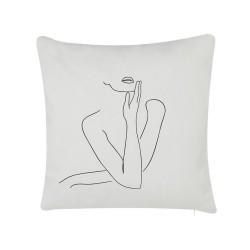 Zestaw 2 poduszek dekoracyjnych MEADOWFOAM Bawełna 45 x 45 cm Biały Wzór abstrakcyjny Zestaw 2 poduszek dekoracyjnych MEADOWFOAM Bawełna 45 x 45 cm Biały Wzór abstrakcyjny
