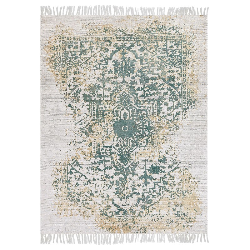 Dywan z wiskozy 160 x 230 cm beżowo-zielony BOYALI Dywan z wiskozy 160 x 230 cm beżowo-zielony BOYALI