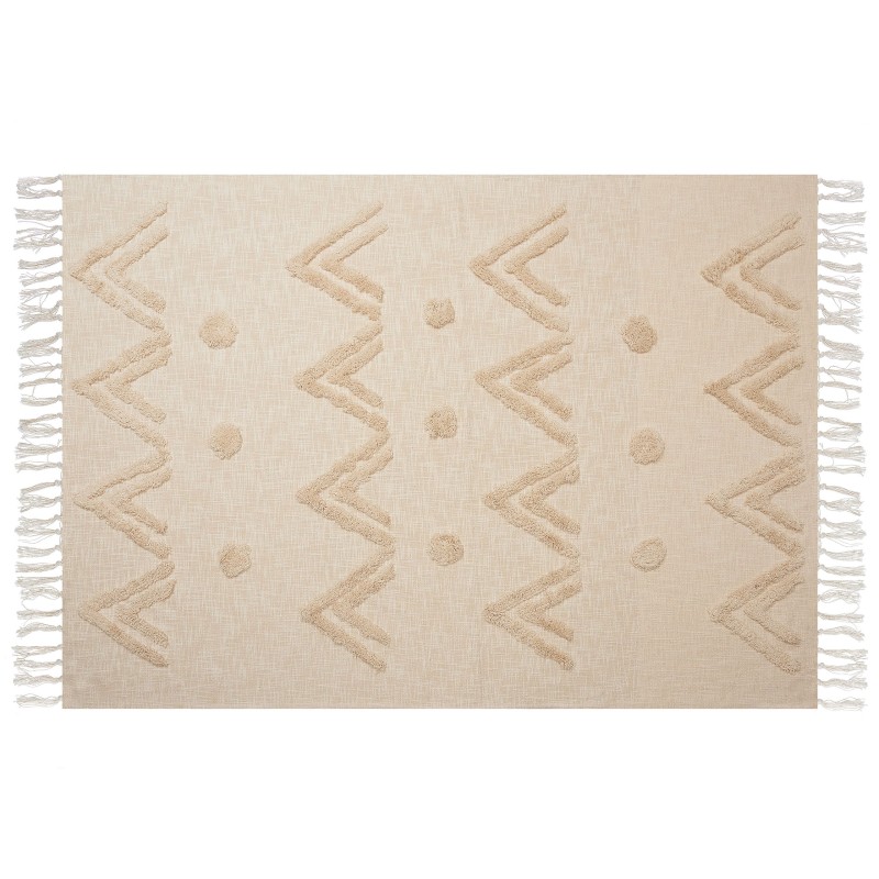 Koc FATEHPUR Bawełna 130 x 180 cm Beżowy Koc FATEHPUR Bawełna 130 x 180 cm Beżowy