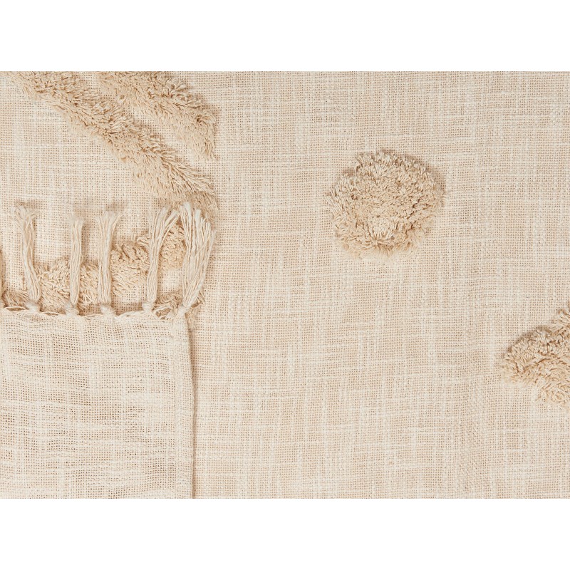 Koc FATEHPUR Bawełna 130 x 180 cm Beżowy Koc FATEHPUR Bawełna 130 x 180 cm Beżowy