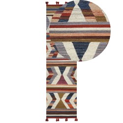 Dywan wełniany kilim 80 x 300 cm wielokolorowy MRGASHAT