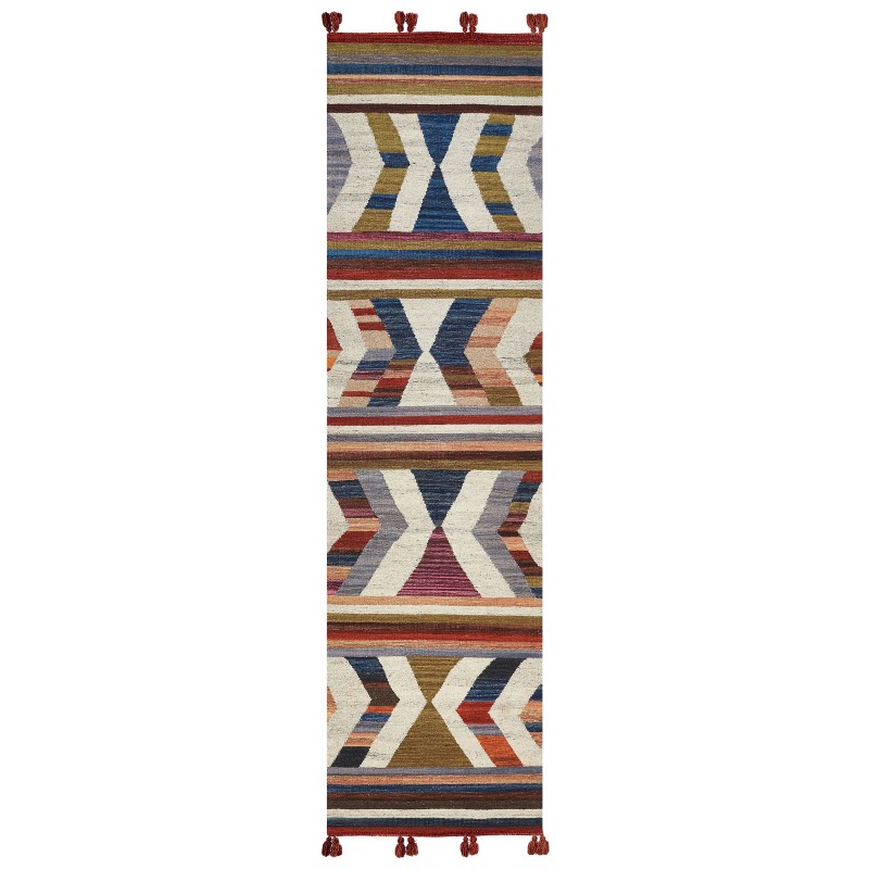 Dywan wełniany kilim 80 x 300 cm wielokolorowy MRGASHAT Dywan wełniany kilim 80 x 300 cm wielokolorowy MRGASHAT