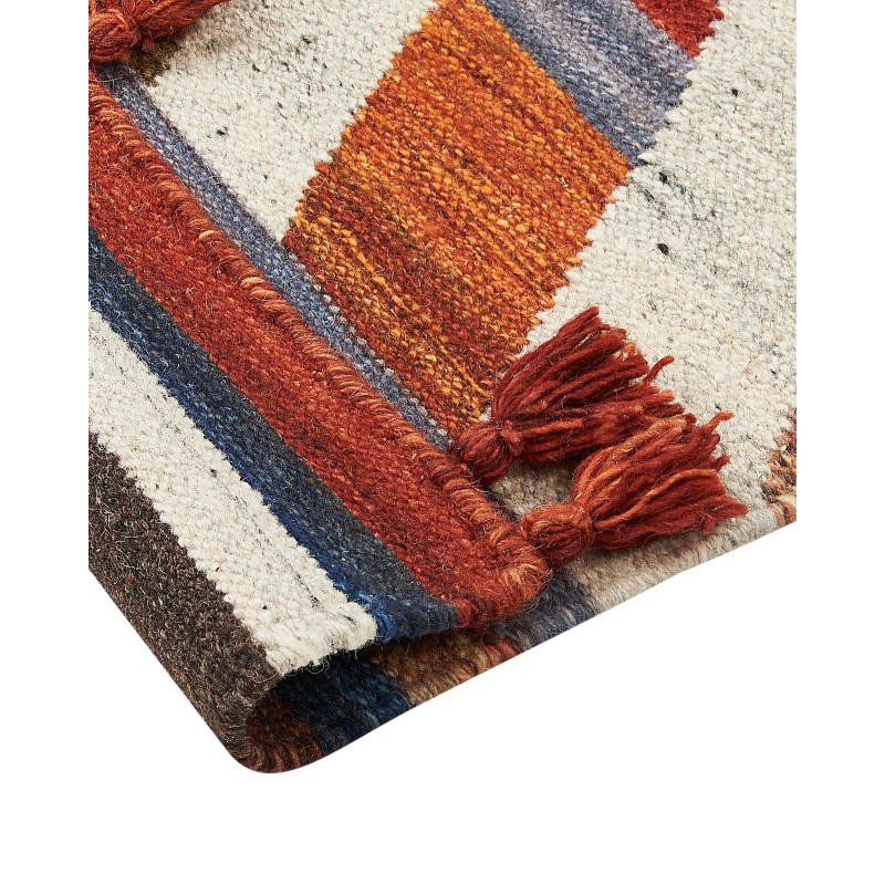 Dywan wełniany kilim 80 x 300 cm wielokolorowy MRGASHAT Dywan wełniany kilim 80 x 300 cm wielokolorowy MRGASHAT