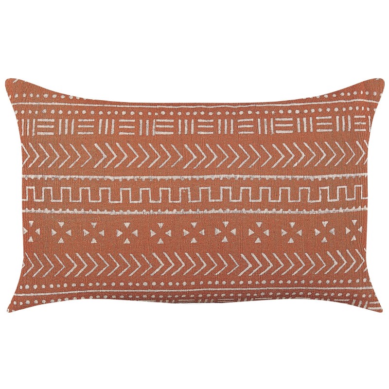 Zestaw 2 poduszek dekoracyjnych ORLAYA Bawełna 55 x 35 cm Pomarańczowy Wzór geometryczny Zestaw 2 poduszek dekoracyjnych ORLAYA Bawełna 55 x 35 cm Pomarańczowy Wzór geometryczny