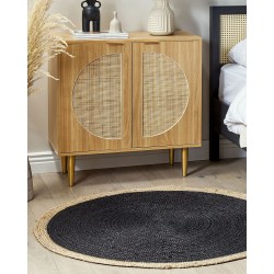Dywan okrągły z juty ⌀ 120 cm czarny MENEMEN Dywan okrągły z juty ⌀ 120 cm czarny MENEMEN
