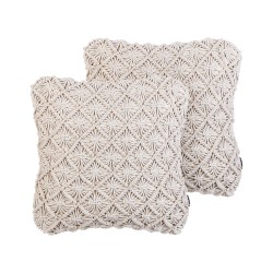 Zestaw 2 poduszek dekoracyjnych KIZKALESI Bawełna 45 x 45 cm Jasnobeżowy Wzór geometryczny