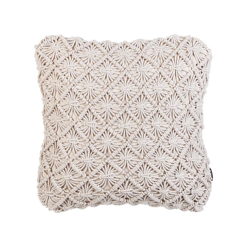 Zestaw 2 poduszek dekoracyjnych KIZKALESI Bawełna 45 x 45 cm Jasnobeżowy Wzór geometryczny Zestaw 2 poduszek dekoracyjnych KIZKALESI Bawełna 45 x 45 cm Jasnobeżowy Wzór geometryczny