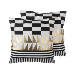 Zestaw 2 poduszek dekoracyjnych DALIA Bawełna 45 x 45 cm Czarny Wzór geometryczny