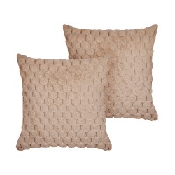 Zestaw 2 poduszek dekoracyjnych PURSLANE Sztuczne futro 43 x 43 cm Piaskowy Wzór geometryczny