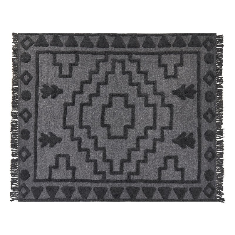 Koc CHACK Bawełna 220 x 240 cm Ciemnoszary Koc CHACK Bawełna 220 x 240 cm Ciemnoszary
