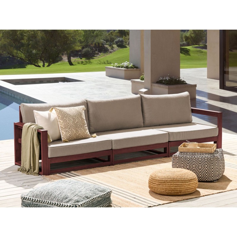 Sofa ogrodowa drewniana 3-osobowa mahoniowy brąz TIMOR II Sofa ogrodowa drewniana 3-osobowa mahoniowy brąz TIMOR II