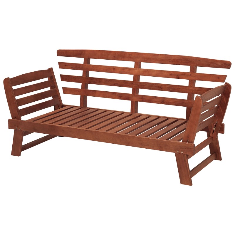 Ławka ogrodowa z poduchą PORTICI 210 cm Drewno eukaliptusowe Ciemny brąz/ beżowoszary Ławka ogrodowa z poduchą PORTICI 210 cm Drewno eukaliptusowe Ciemny brąz/ beżowoszary