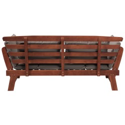 Ławka ogrodowa z poduchą PORTICI 210 cm Drewno eukaliptusowe Ciemny brąz/ beżowoszary Ławka ogrodowa z poduchą PORTICI 210 cm Drewno eukaliptusowe Ciemny brąz/ beżowoszary