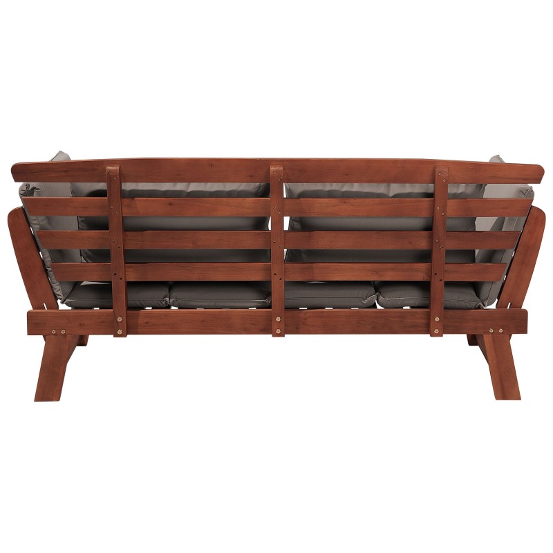 Ławka ogrodowa z poduchą PORTICI 210 cm Drewno eukaliptusowe Ciemny brąz/ beżowoszary Ławka ogrodowa z poduchą PORTICI 210 cm Drewno eukaliptusowe Ciemny brąz/ beżowoszary