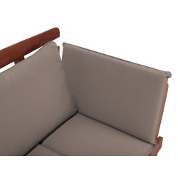 Ławka ogrodowa z poduchą PORTICI 210 cm Drewno eukaliptusowe Ciemny brąz/ beżowoszary Ławka ogrodowa z poduchą PORTICI 210 cm Drewno eukaliptusowe Ciemny brąz/ beżowoszary